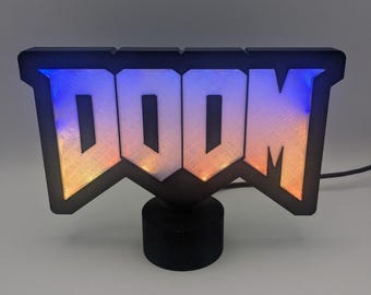 DOOM RGB Desk Light. Custom Design. Hand Made. Minicade.