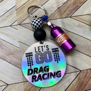 Drag Racing Keychain Pink Nitrous