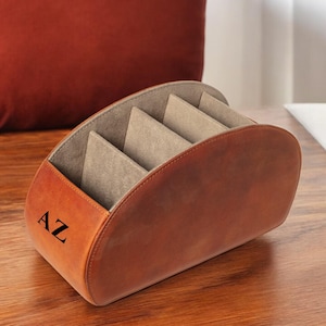 Personalized Leather Remote Control Holder, Handcrafted Caddy, Housewarming Gift, Desk Organizer, Living Room Organizer, Christmas Gift
