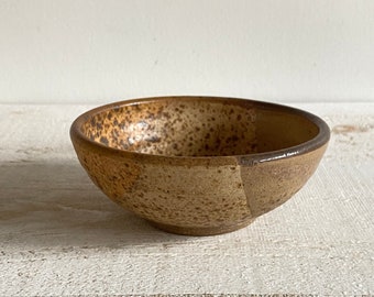 Small Speckled Pottery Bowl 6" - Brown Cream and Orange Pottery Vessel