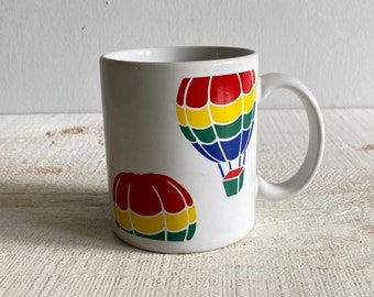 Vintage Rainbow Hot Air Balloon Mug - FTD Coffee Cups 80's Rainbow Mug