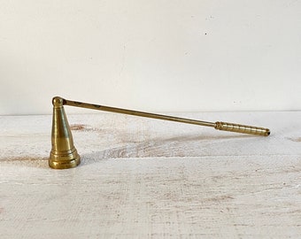Single Solid Brass Candle Snuffer with Articulating Handle - Vintage Brass Candle Snuff