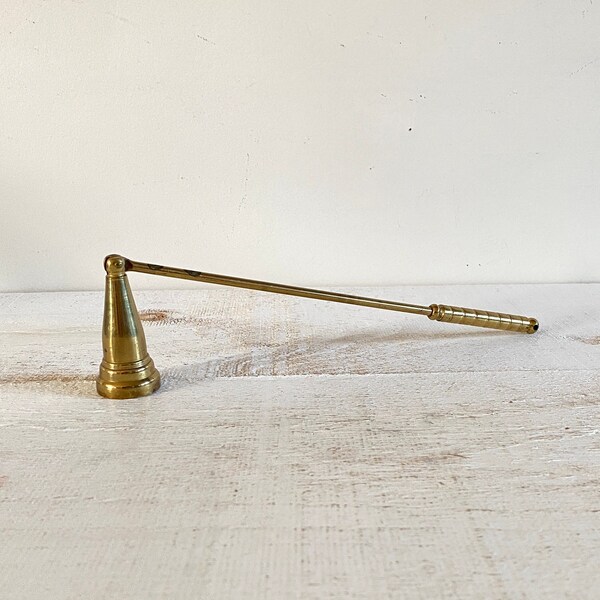 Single Solid Brass Candle Snuffer with Articulating Handle - Vintage Brass Candle Snuff