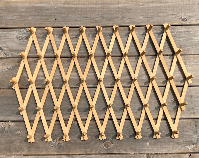 Vintage Large Wooden Accordion Rack With 49 Pegs Vintage Wall Hook Rack