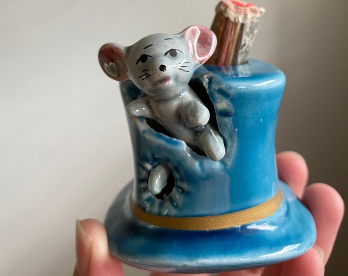 Mouse in Top Hat Toothpick Holder Giftcraft Japan Vintage Etsy