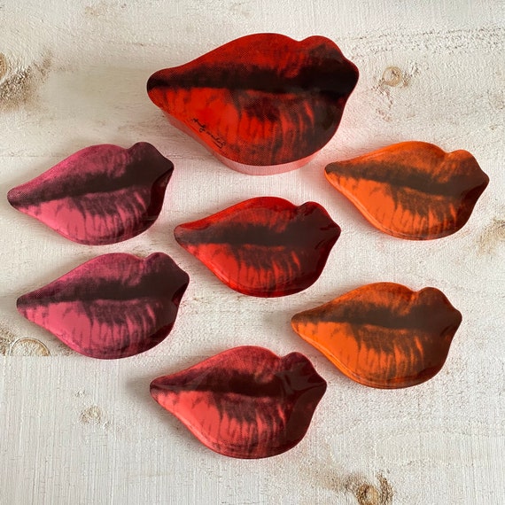 Vintage Plastic Lip Print Plates With Holder Andy Warhol - Etsy