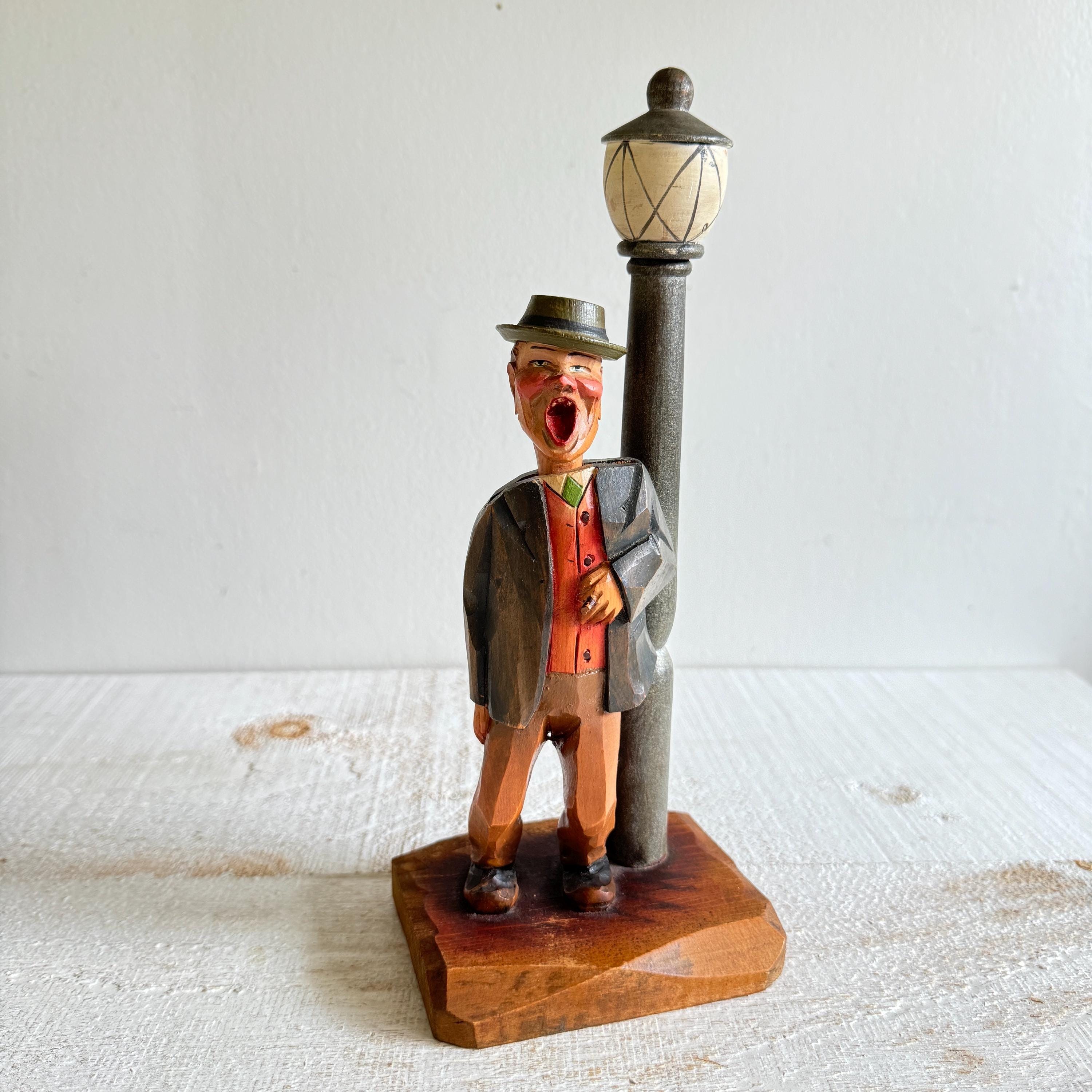 1940s Anri Italian Wood Carving Bar Set Wooden Leaning Folk 1940s Anri Italian Wood Carving Bar Set Wooden Leaning Folk