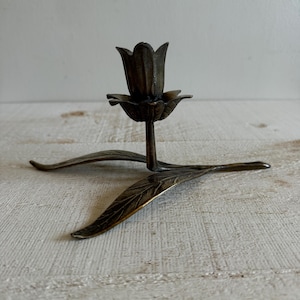 JUST BASE - Vintage Brass Flower Ashtray Base for Removeable Petals - Vintage Brass Floral Ashtray Figurine Only
