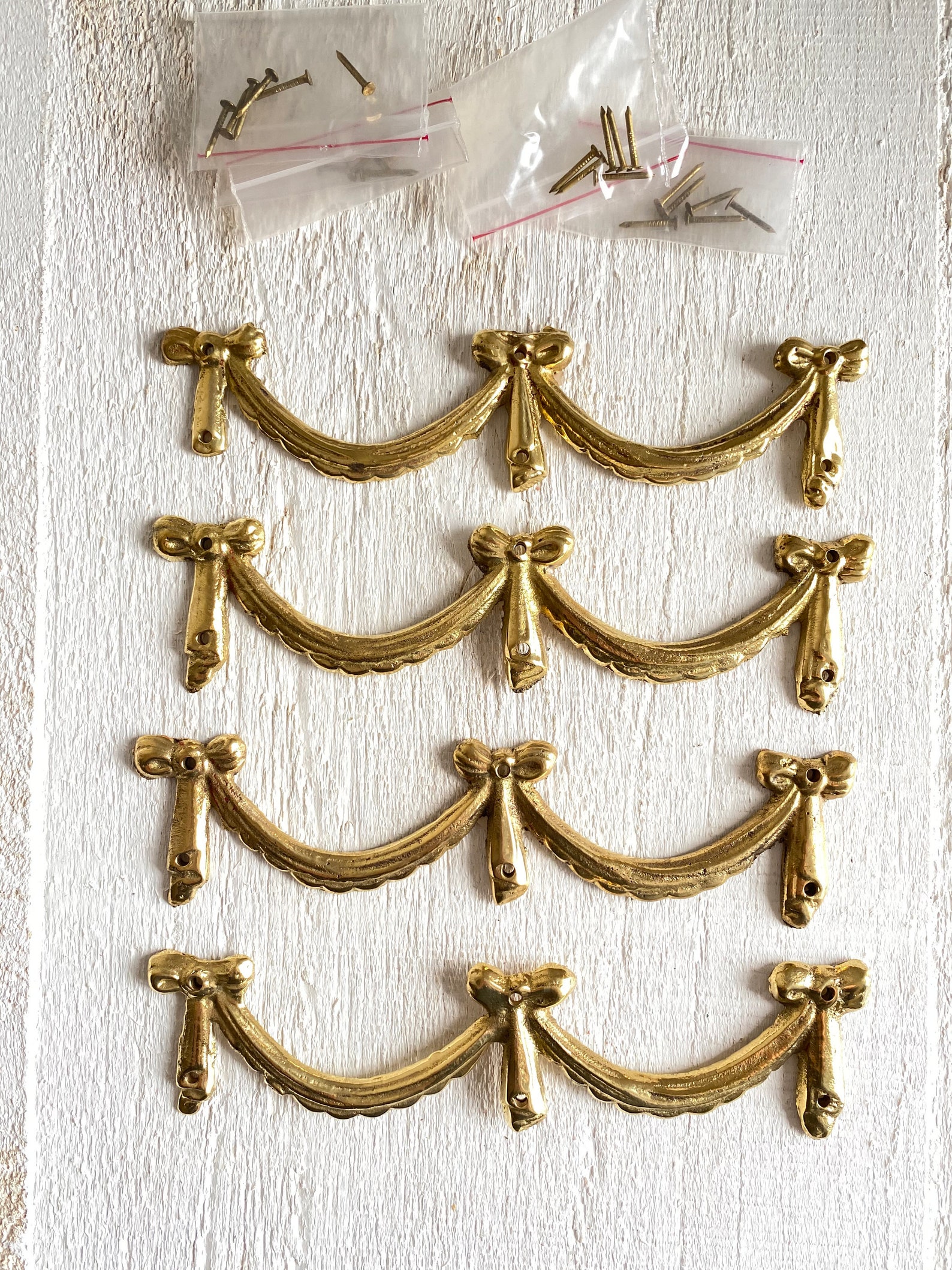 Looped Bow Style Brass Metal Furniture Embellishments Etsy