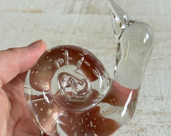 Vintage Clear Art Glass Snail Figurine / Paperweight – Handcrafted Crystal Sculpture by Giftcraft - Made in Taiwan