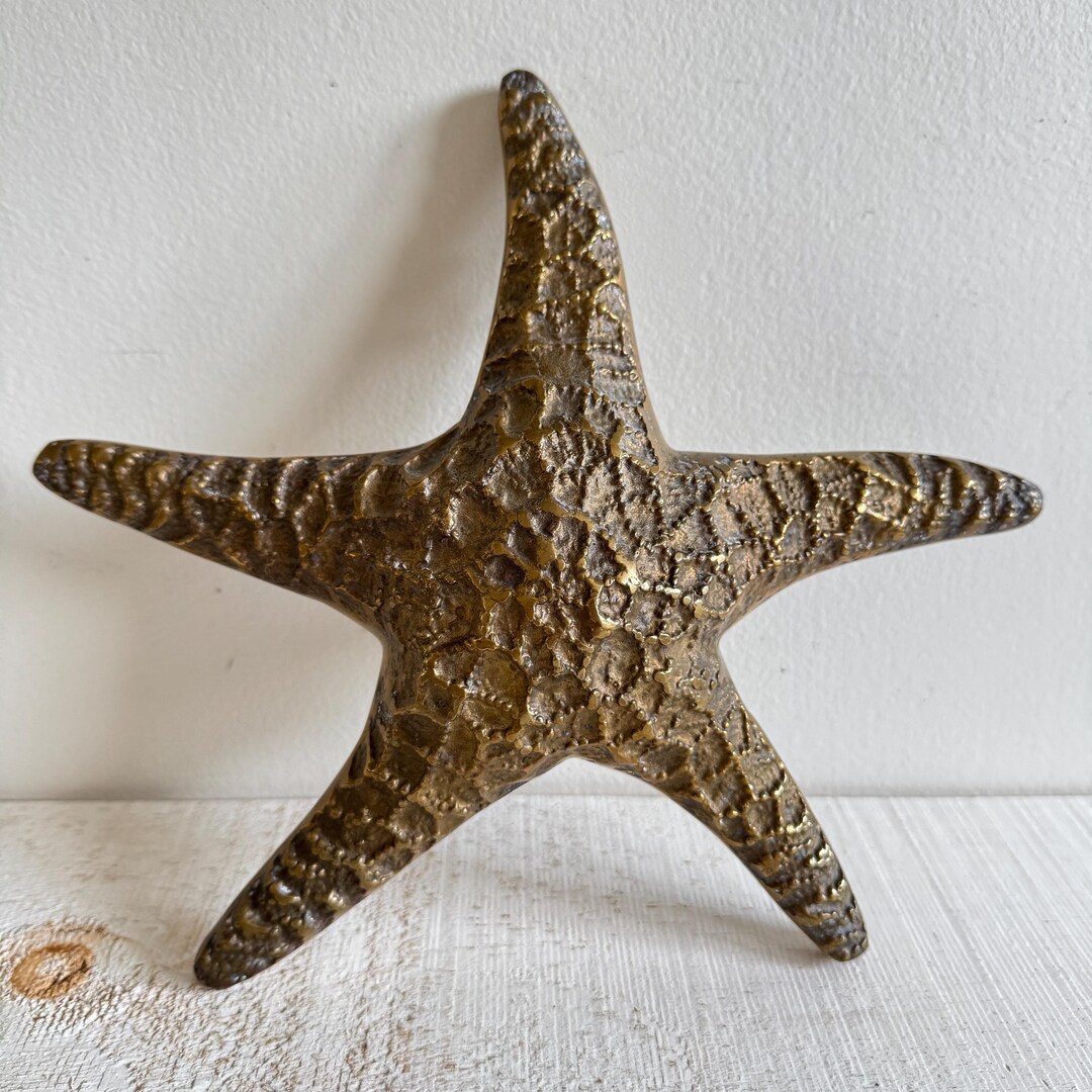 Vintage Large Brass Starfish With Wall Hanger - Brass Starfish Coastal ...