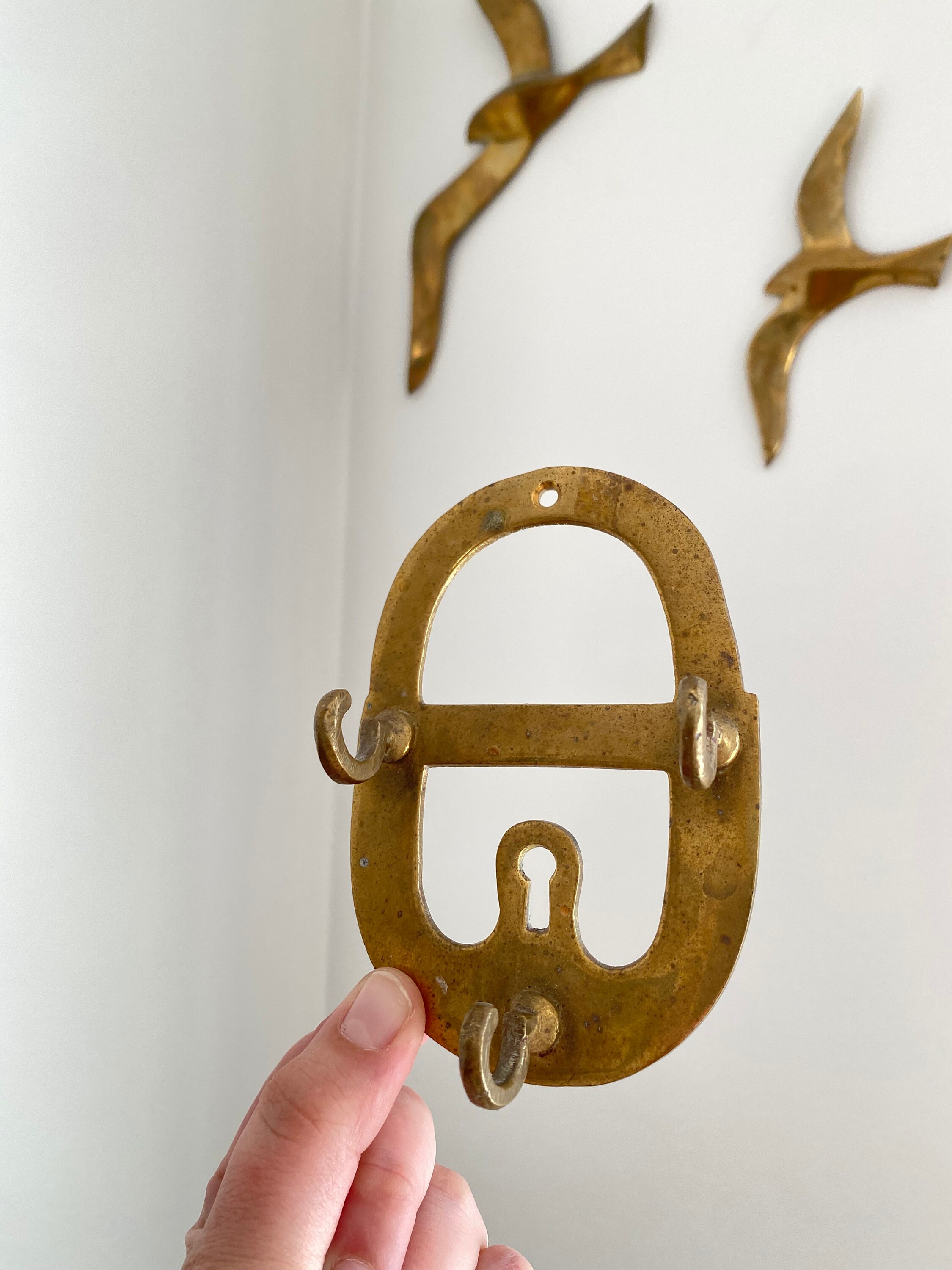 Smaller Brass Key Hook Wall Organization Brass Oval Key Etsy