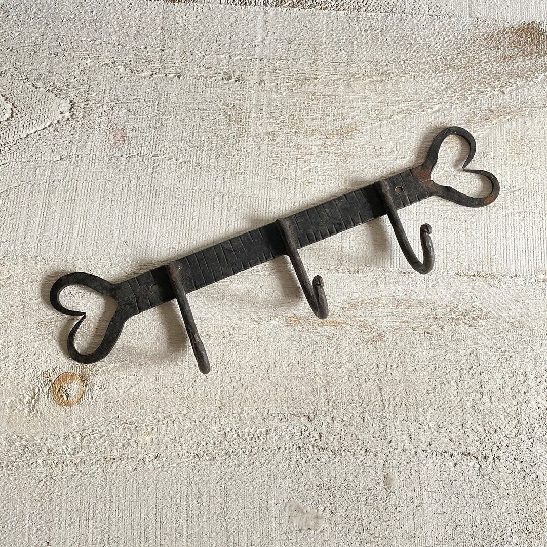 Vintage Metal Rack With Three Hooks and Heart Design Vintage Etsy