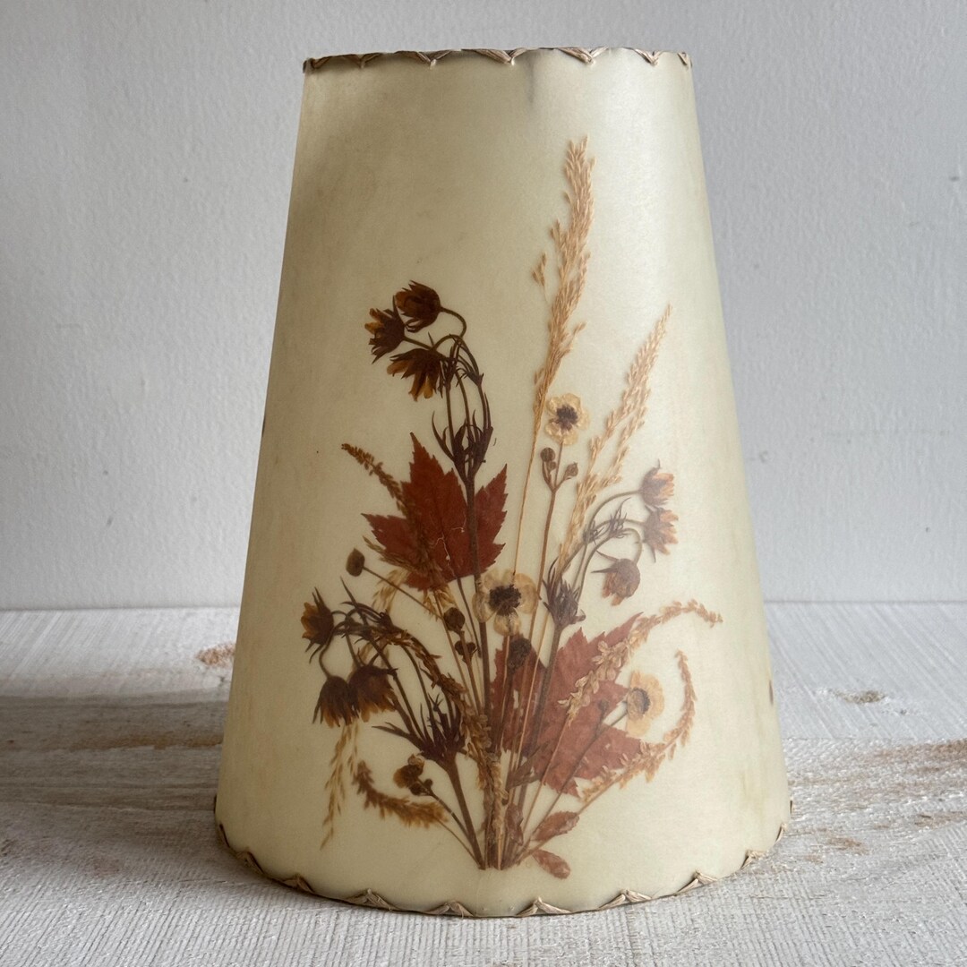 Vintage Small Pressed Leaf Parchment Light Shade Vintage Cottagecore ...