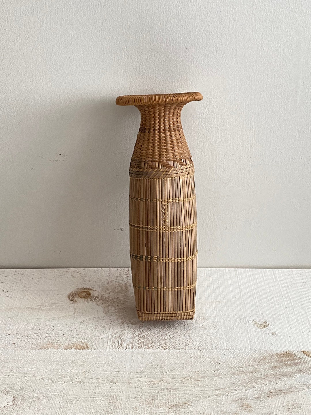 Vintage Zimbabwe Long Vase Shaped Basket Woven Basket Vase Etsy
