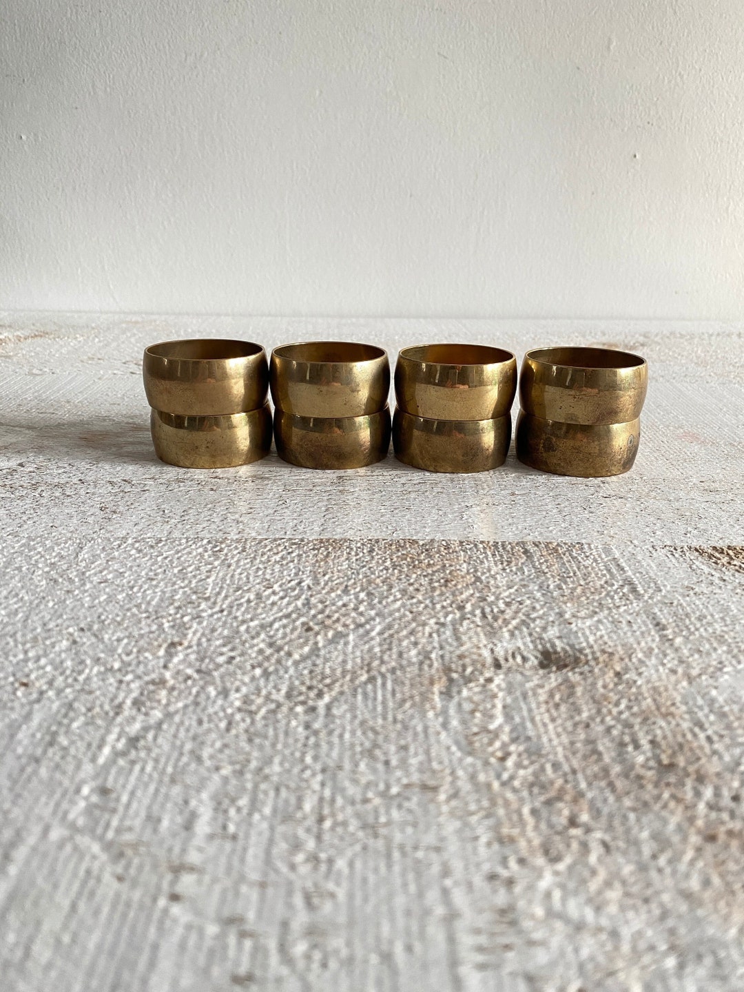 Brass Set of Eight Napkin Ring Holders Brass Tableware Napkin Holder