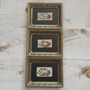 Set of Three Vintage Victorian Valentine Cards in Vintage Frames - Vintage Valentine Calling Cards Samples in Photo Frames