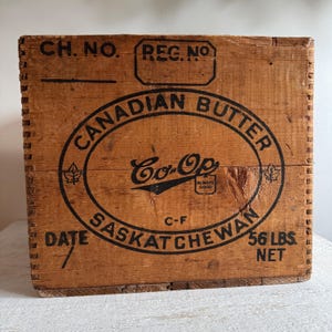 Vintage Wood Crate - Vintage Advertisement Wooden Crate - Wooden Butter Crate - Made in Canada