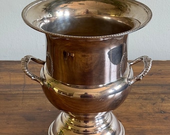 Vintage Silver Plated Champagne Ice Bucket with Double Handled and Fluted Design