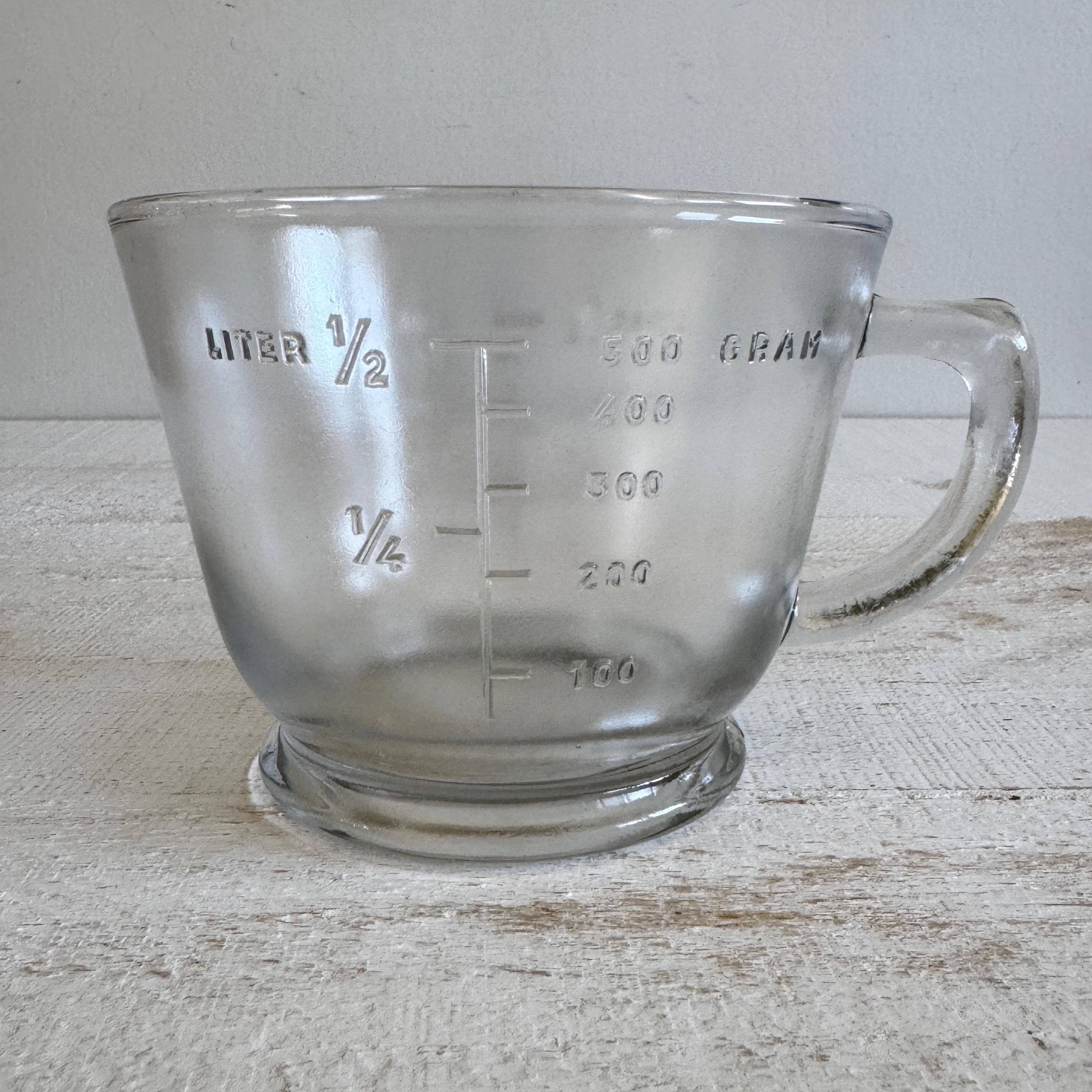 Vintage Glass Measuring Cup - Vintage Kitchen Measuring Cup - 1/2 Liter or 500g Measuring Glass