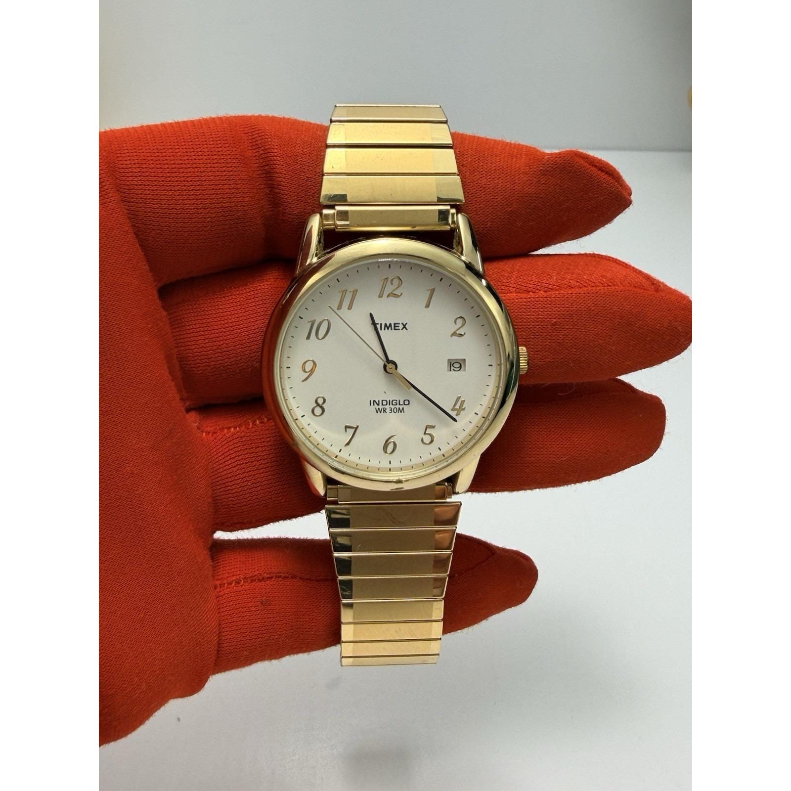 Vintage 1970 Timex Indiglo WR30M Men\'s Quartz Wristwatch USA Gold Tone Vintage Timex Indiglo WR 30M Brown/Gold | Mercari main image 4