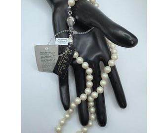 Collar de perlas artificiales blancas anudadas de 18" Peck & Peck Bridal NWT