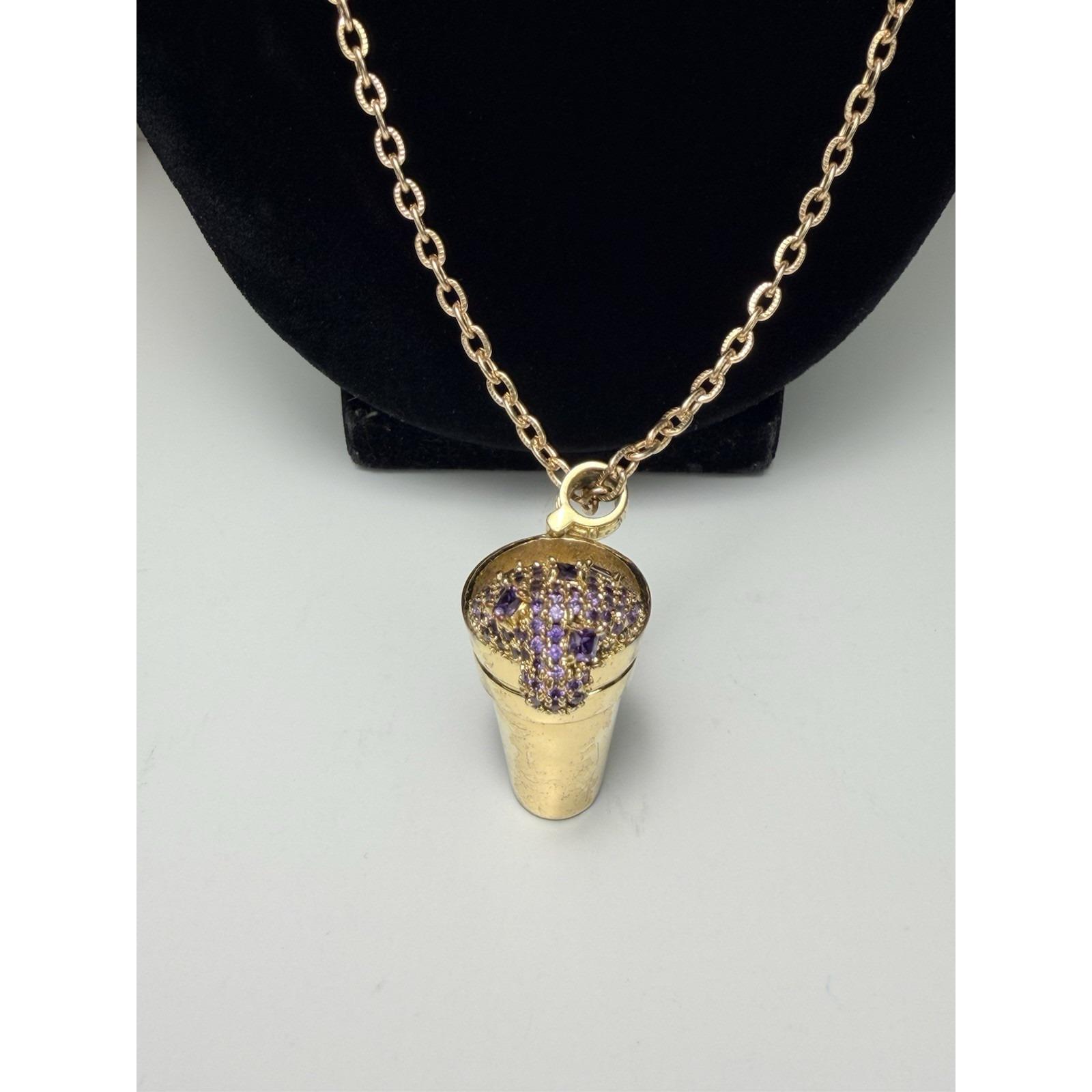 King Ice X Snoop Dogg Jungl Julz Purple Drank Gold Tone Necklace