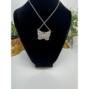 Brighton Silver Plated Blue & Green Enamel Butterfly Necklace 18"-20" Pretty image 4