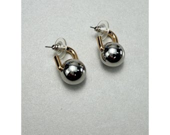 Zara Two Tone Sphere Drop Earrings Gold Silver Modern Minimal NWOT