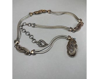 Brighton Silver Tone Chain Belt Heart Charm Adjustable Statement