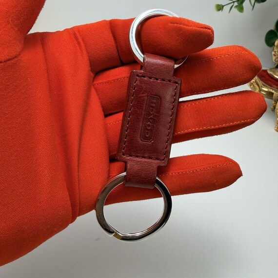 Vintage Coach Valet Key Fob Burgundy Leather Silver Tone Hardware