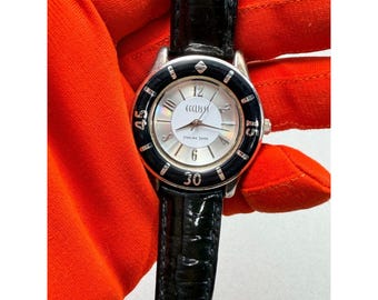 Ecclissi Sterling Silver Ladies Wristwatch Red Genuine Leather 925 Quartz Watch Ecclissi square sterling silver - Gem main image 2