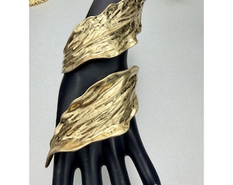 Zara Oversized Abstract Leaf Cuff Bracelet Gold Tone Statement