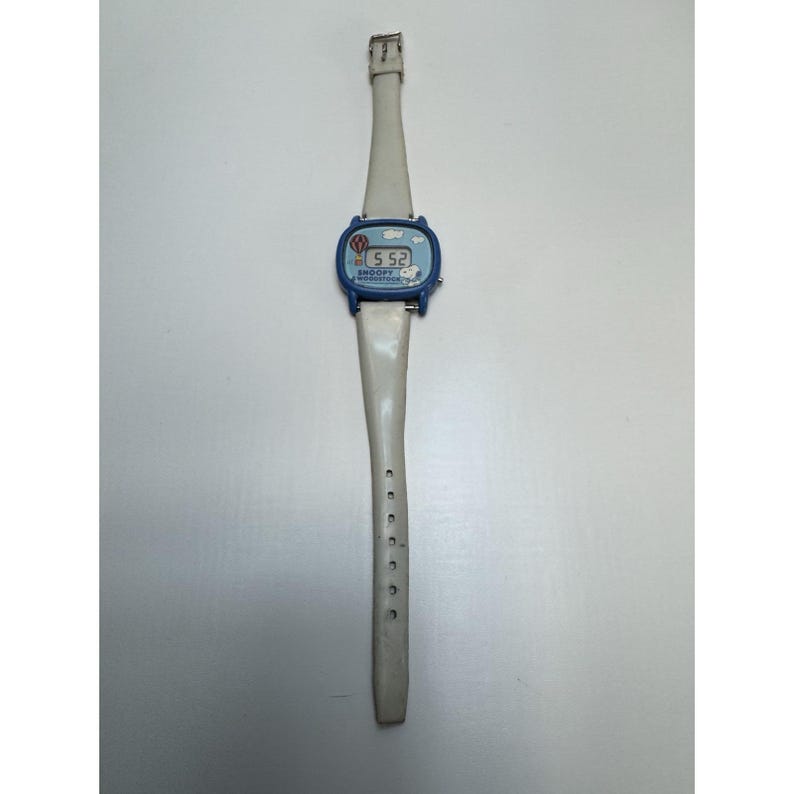 CITIZEN VEGA Snoopy Digital Watch 80s Vintage Blue & White Peanuts Rare Working image 4