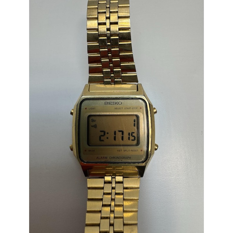 Seiko Vintage Gold Digital Alarm Chronograph Watch A914-5409 Working From 80s bild 2