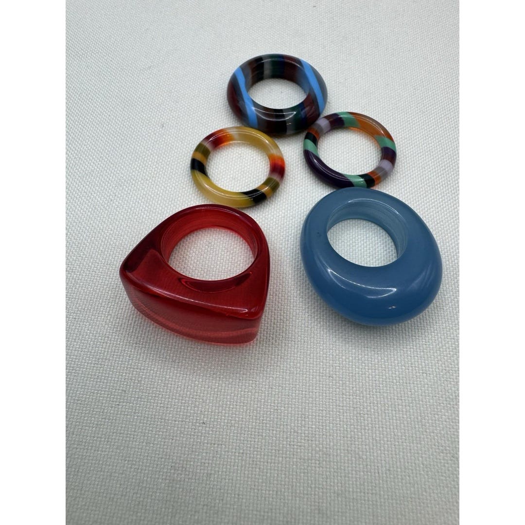 ZARA Woman Resin Rings Set Bold Colorful Statement Jewelry - Etsy
