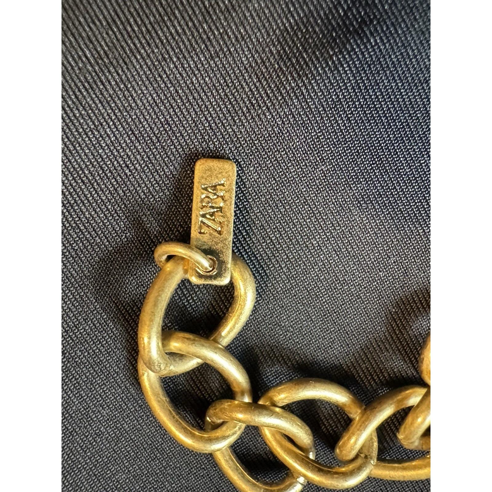 ZARA Gold Tone Chain Belt Sunflower Charms Coin Feather 