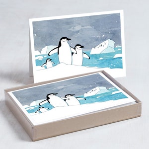 Jeu de cartes de Noël pingouin Jeu de cartes pour les fêtes d'illustration animal pingouin à jugulaire