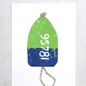 Large Lobster Buoy Nautical Print Green and Navy