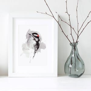 Woodpecker Watercolor Painting Art Print Home Office Decor image 1