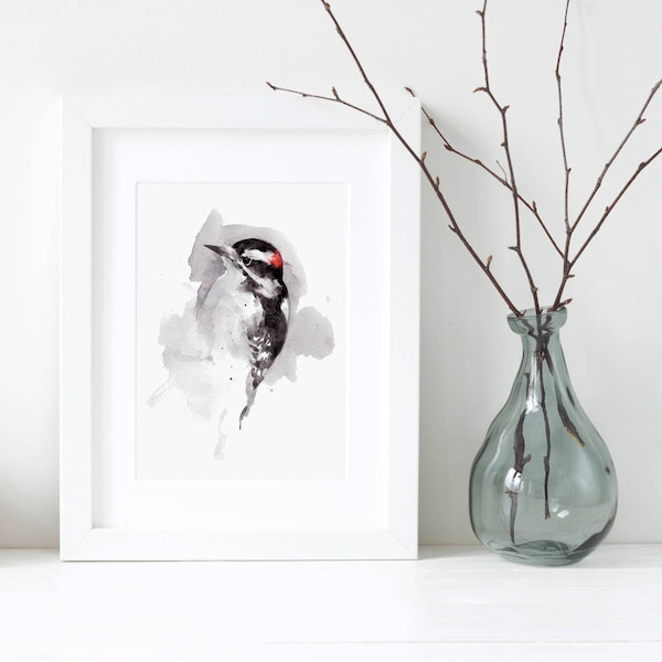 Woodpecker Watercolor Painting Art Print Home Office Decor