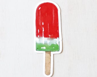 Sticker watermeloen ijslolly: waterdichte vinylsticker