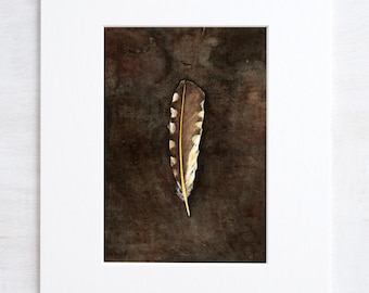 Northern Flicker Feather Print Spotted Yellow Feather Watercolor