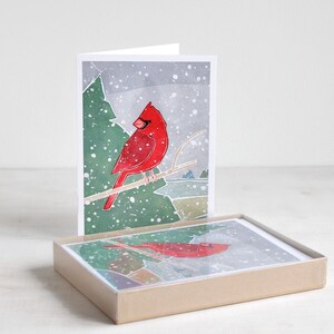 Conjunto de cartões de Natal cardeais cartões de Natal ilustrados em aquarela com pássaros