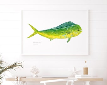 Mahi-Mahi Fish Watercolor Print Dolphinfish Painting