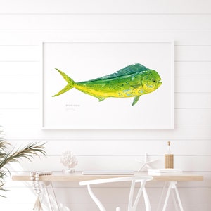 Mahi-Mahi Fish Watercolor Print Dolphinfish Painting