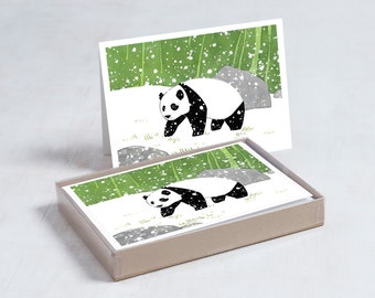 Panda Winter Card Set Winter Holiday and Christmas Stationery Pack