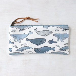 Whales Handmade Zipper Bag, Glasses Case, Small Zipper Pouch