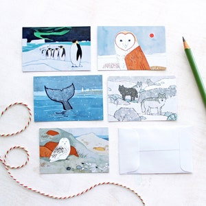 Mini Christmas Gift Tag Cards Animal Art Gift Cards
