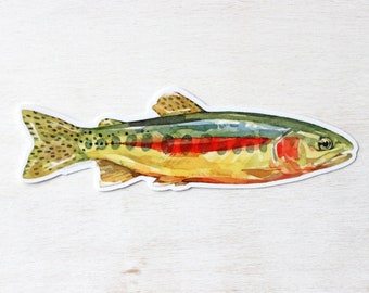 Naklejka Golden Trout: wodoodporna winylowa naklejka do wędkarstwa muchowego